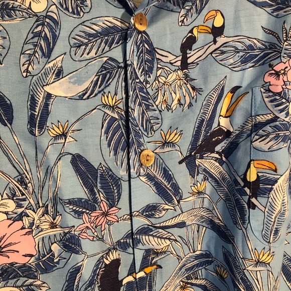 Caribbean Hawaiian Shirt Size 4XB Size Blue Floral Button Up Tuscan Birds,Soft - Picture 10 of 11